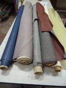 *Five Small Rolls of Leatherette & Various Upholstery Cloth