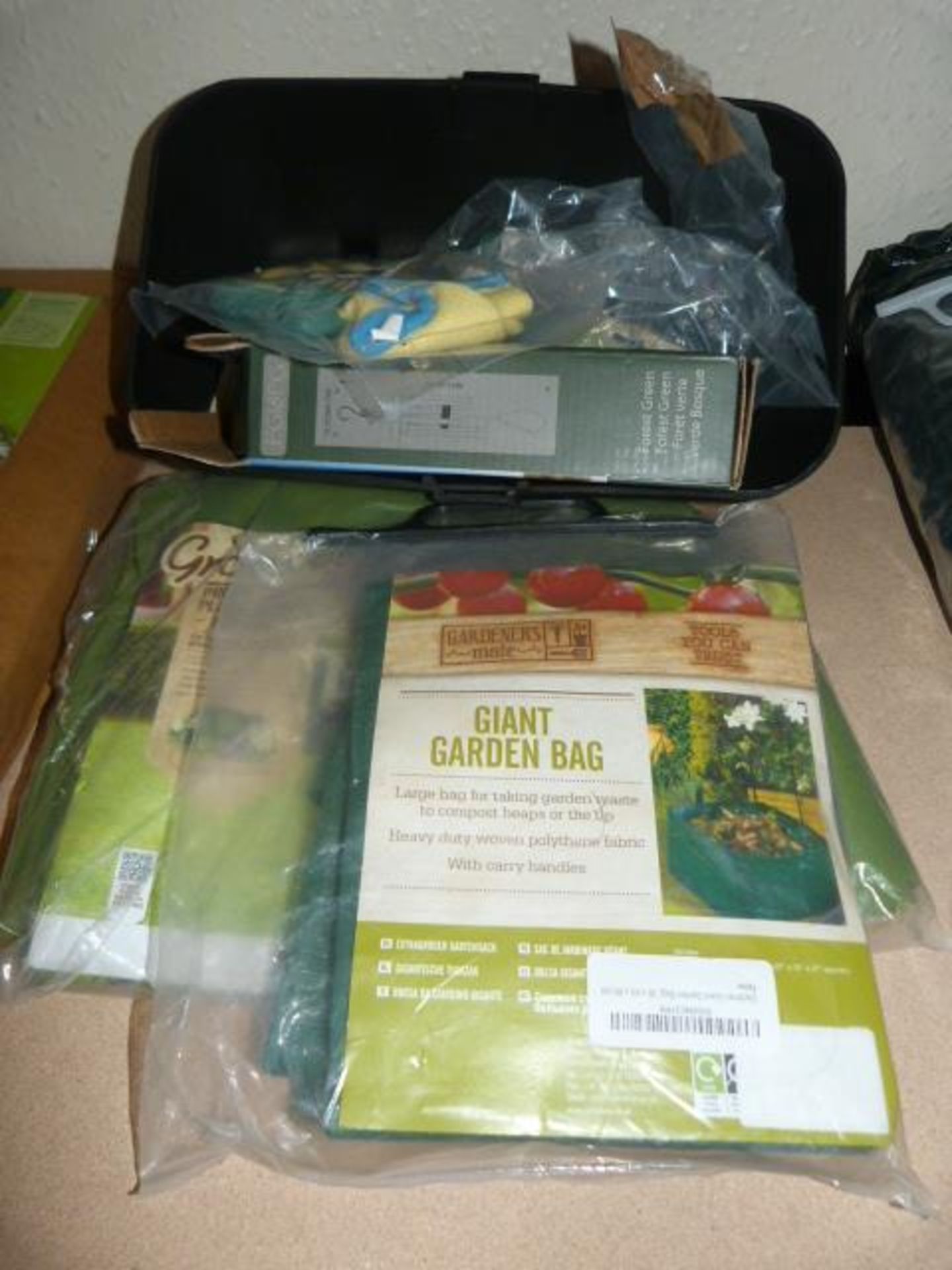 *Giant Gardening Bag, Protective Plant Jacket (Medium), Tray of Gardening Gloves, Wind Chimes
