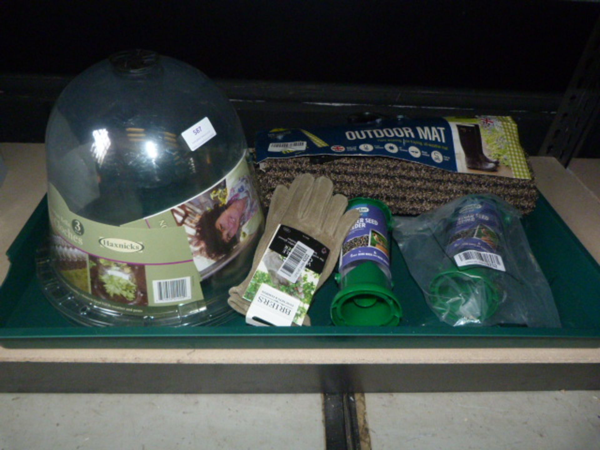 *Two Bird Feeders, 3pk of Garden Cloches, Gloves, etc.