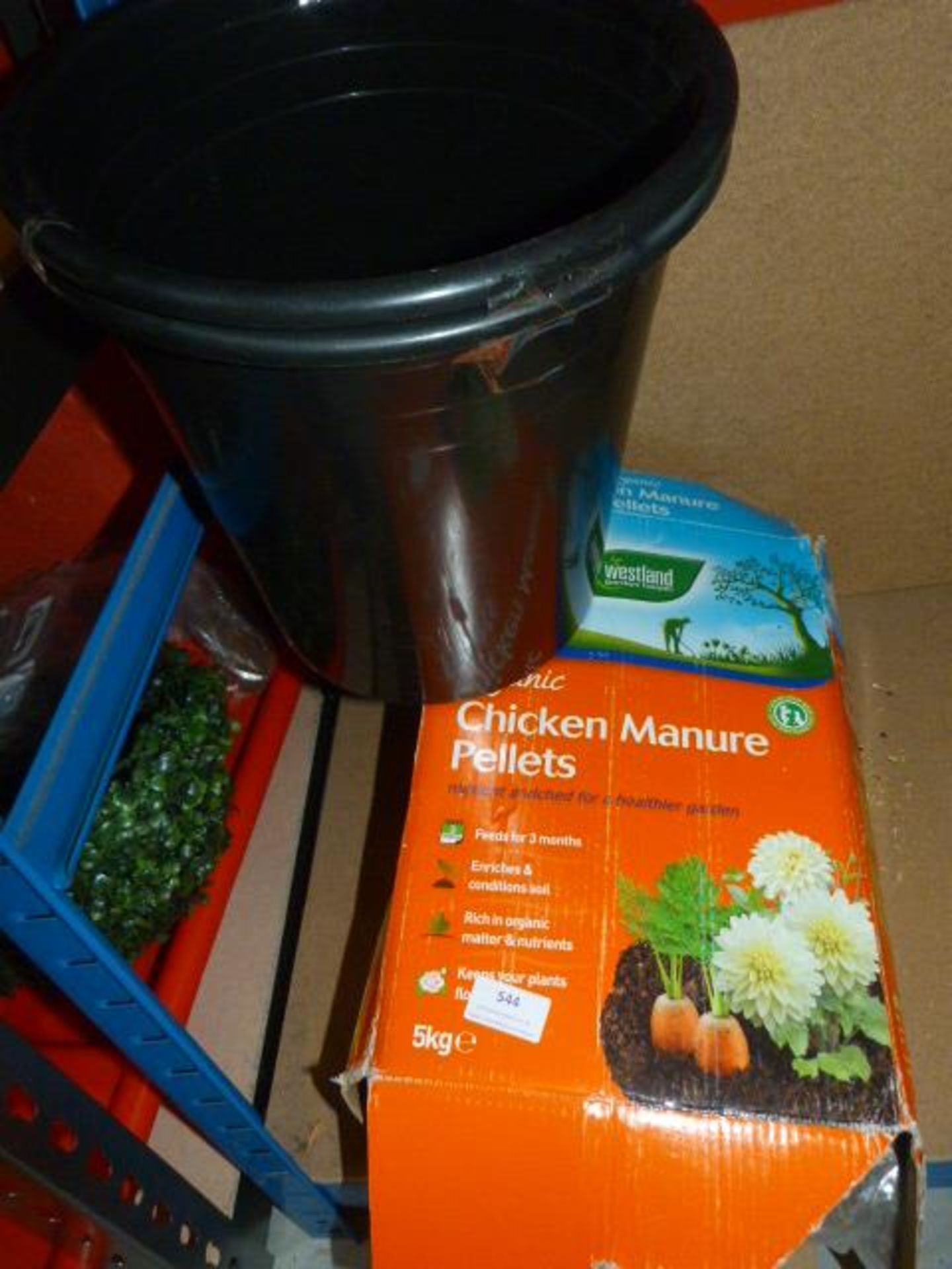 *Two Black Buckets and 5kg Tub of Chicken Manure Pellets