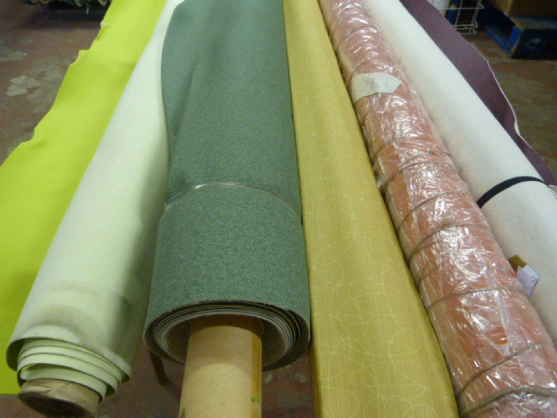 *Five Small Rolls of Leatherette & Various Upholstery Cloth