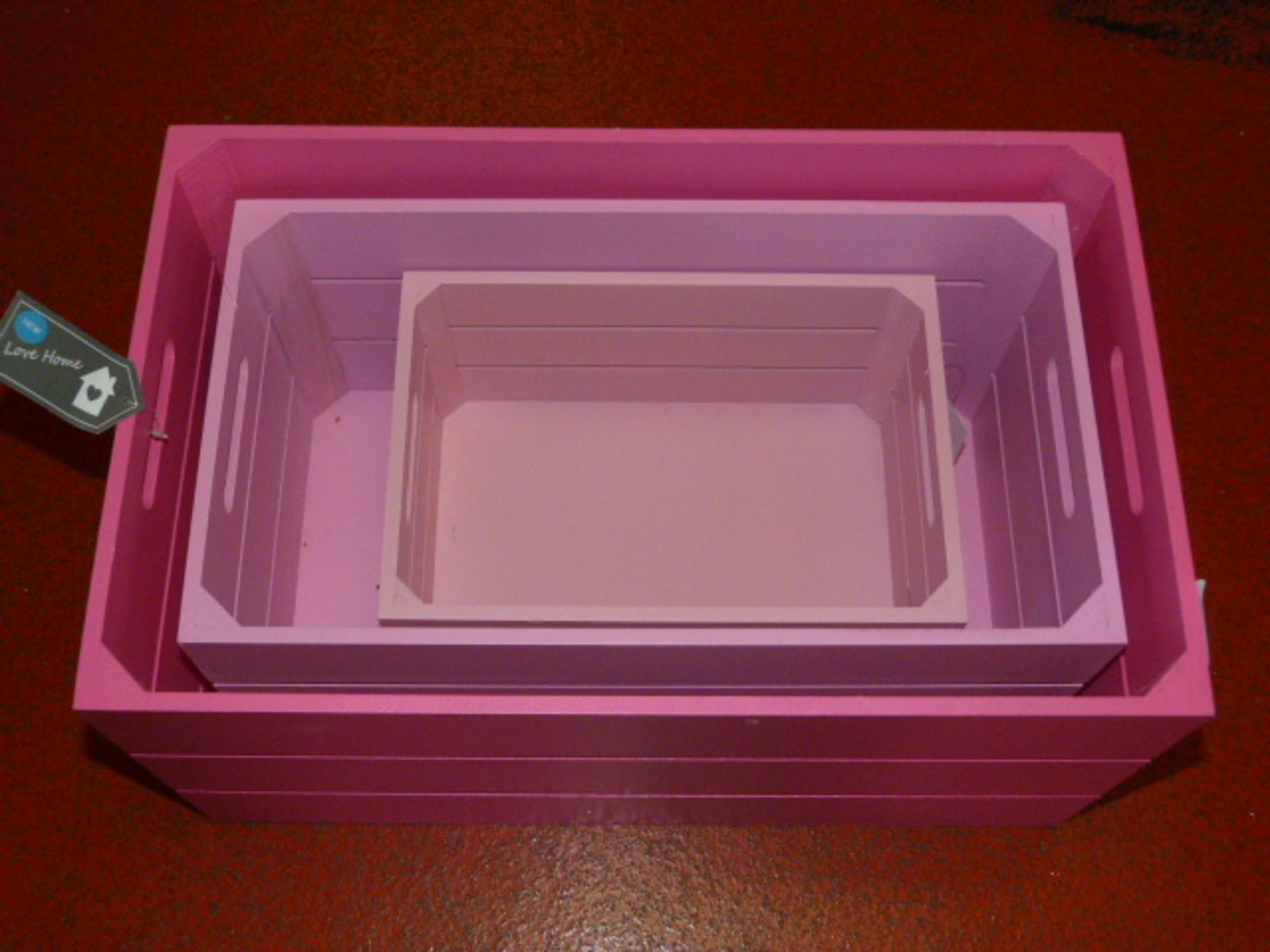 Set of Three Pink Crates