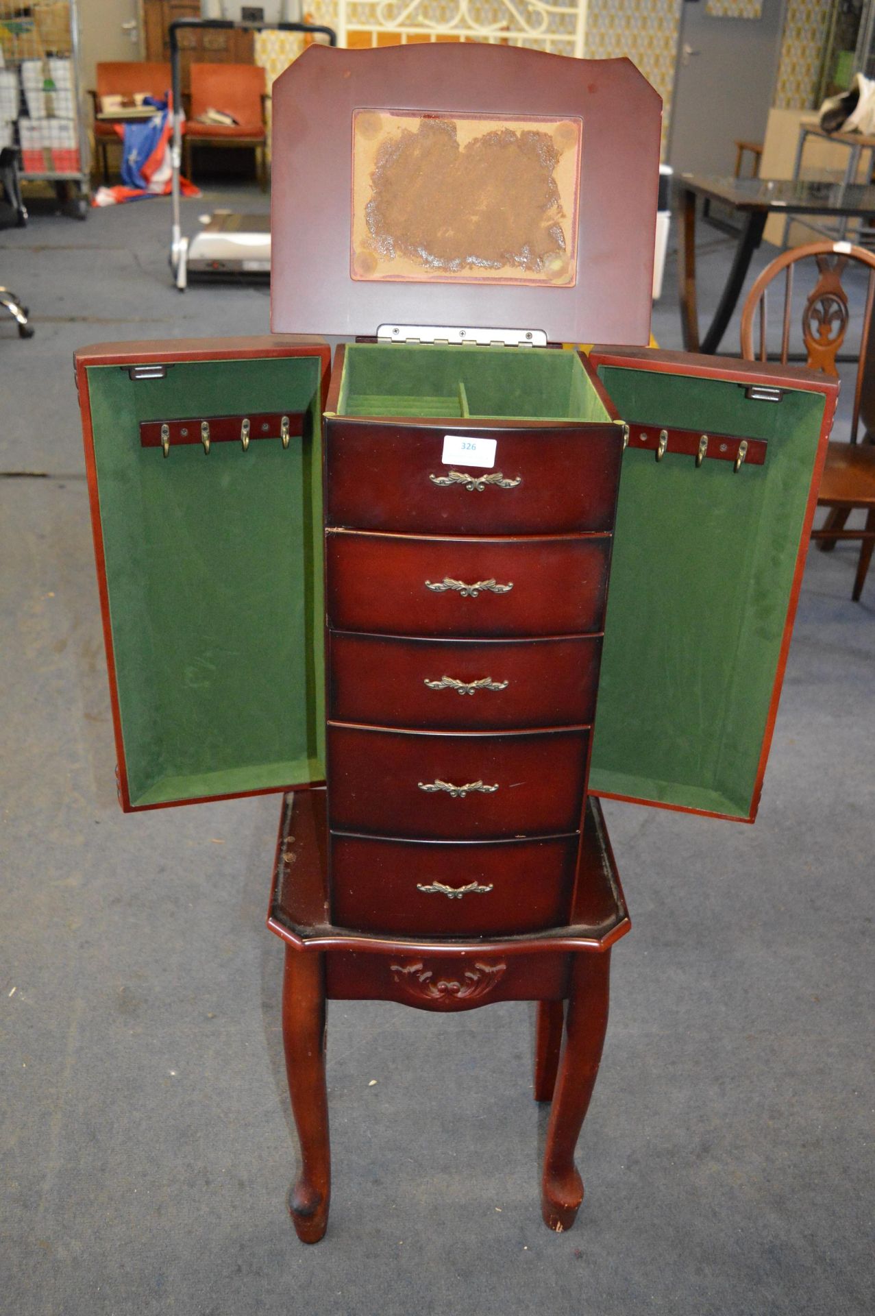 Mahogany Jewellery Cabinet on Stand