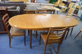 Retro Oval Dining Table with Four Vinyl Upholstere