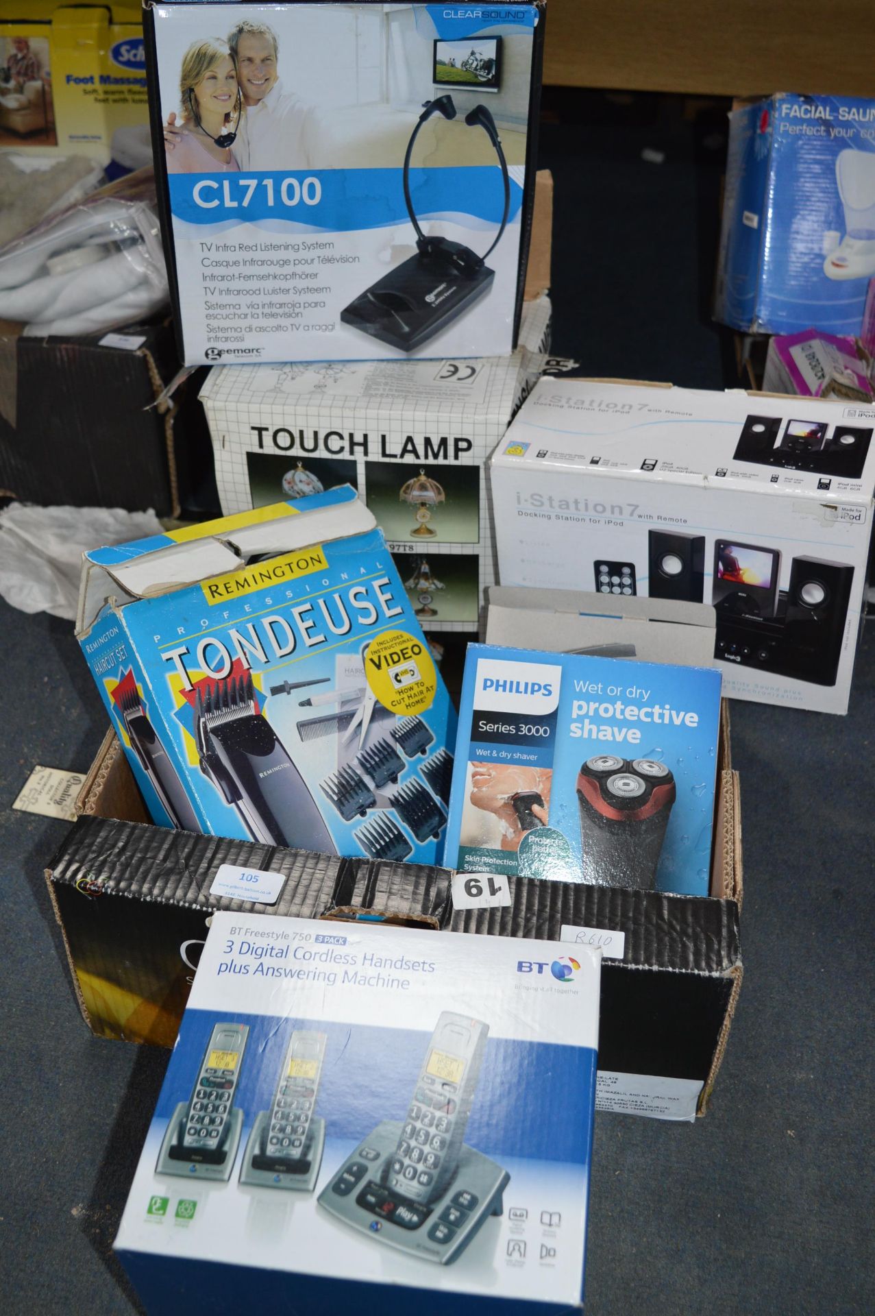 Electrical Items; Cordless Fan, Touch Lamp, etc.