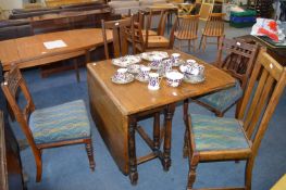 Period Oak Drop Leaf Dining Table with Four Chairs