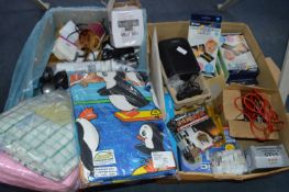 Two Boxes of Assorted Goods; Bedding, Ink Jet Cart