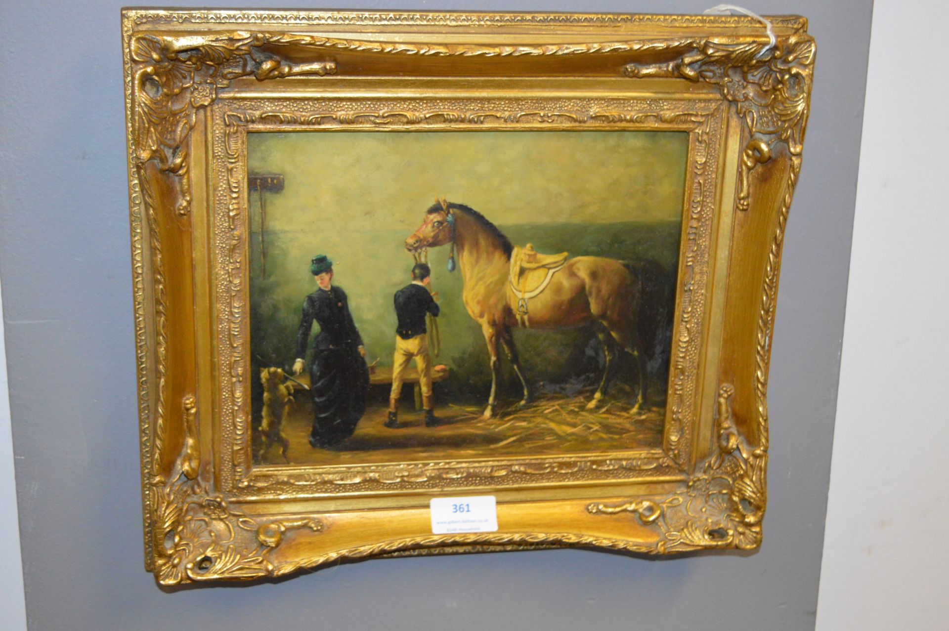 Ornate Gilt Framed Print of a Horse
