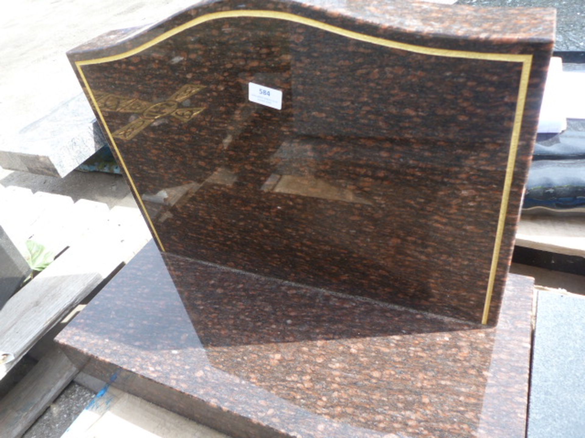 *Red Marble Headstone with Base