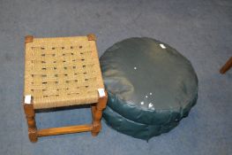 Seagrass Stool and a Leatherette Pouffe