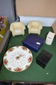 Decorative Items Including Two Pottery Armchairs