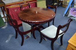 Single Pedestal Four Seat Dining Table with Chairs