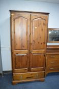 Double Fronted Pine Wardrobe