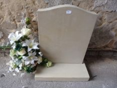 *Sandstone Headstone with Base and Imitation Flowers