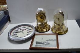 Two Domed Skeleton Clocks, Classic Motorcycle Cloc