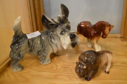 Three Pottery Animal Figures - Westmoreland Terrie