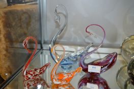 Four Murano Glass Swans