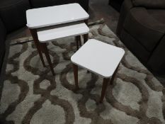 *High Gloss White & Cherry Nest of Three Tables on Four Tapered Legs