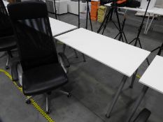 *Contemporary Style White Office Table with High Back Faux Leather Gas Lift Office Chair with Mesh B