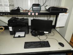 *HP Desktop Computer with Flatscreen Monitor, Keyboard, Mouse, Barcode Reader, HP1536 Printer and Ze