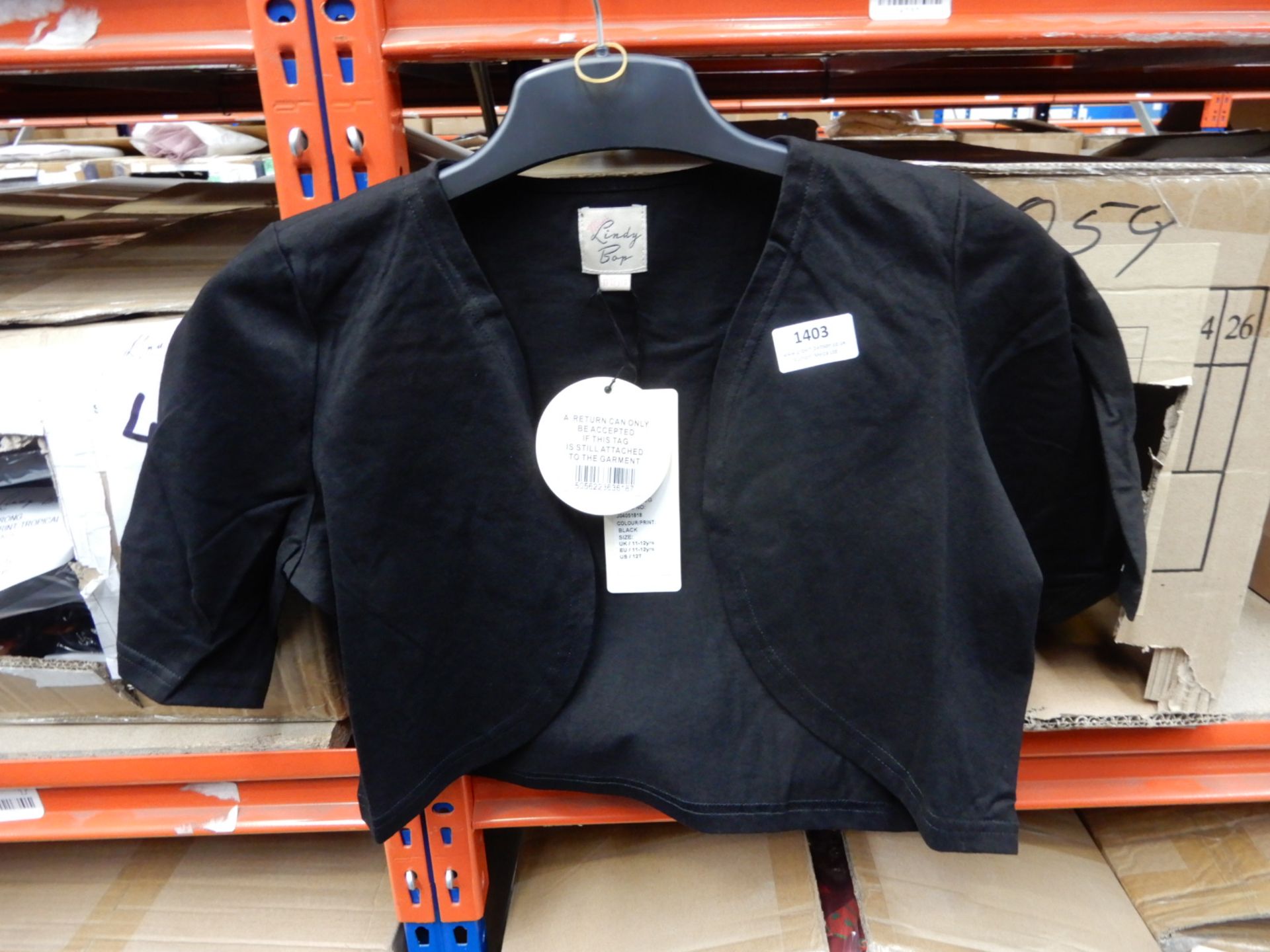 4 Size: 11 - 12 Years Lindy Bop Mini Shrug Black