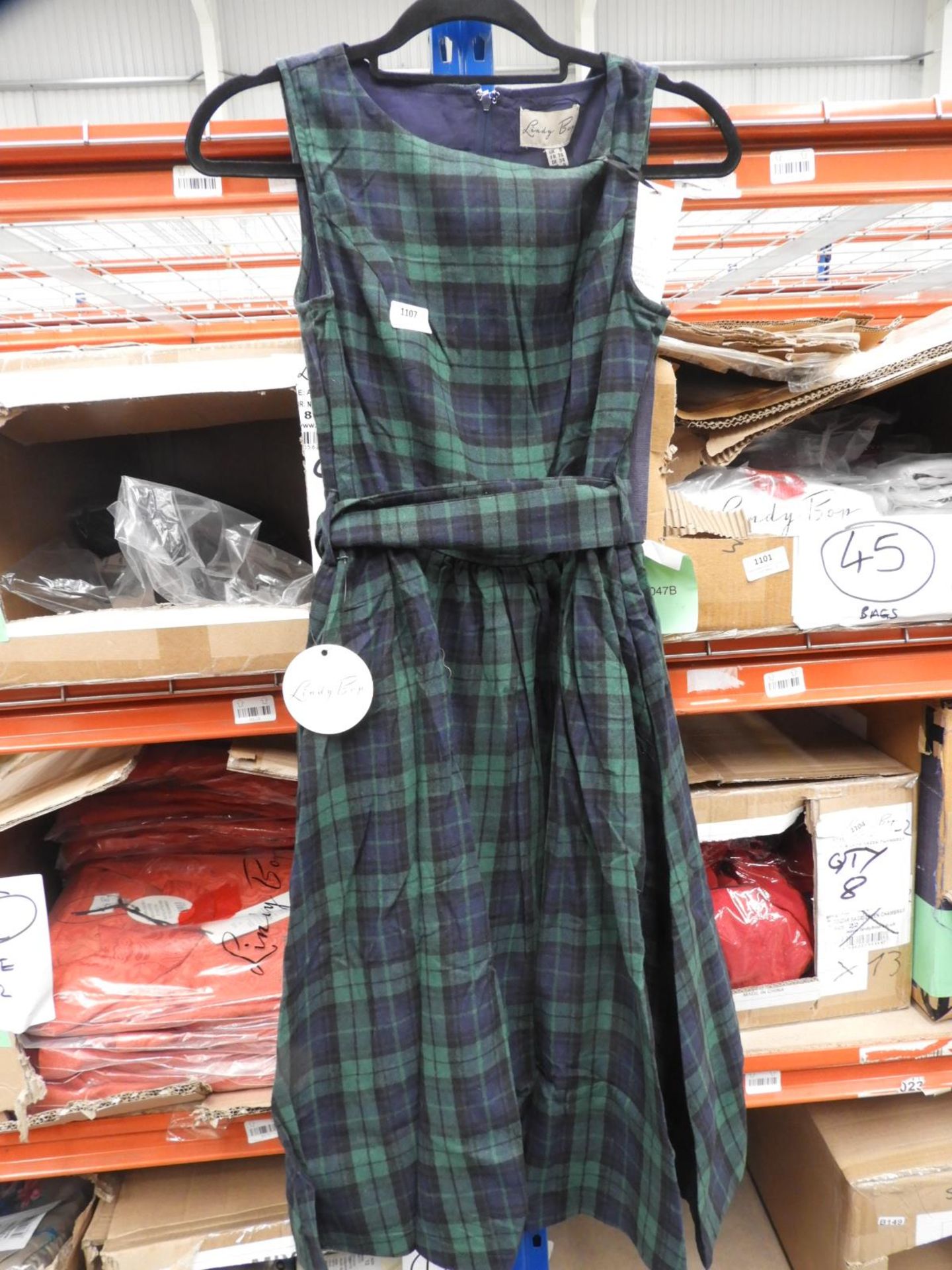 *2 Size: 8 Lindy Bop Audrey Navy/Green Tartan Dres