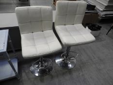 *Pair of Cream Faux Leather Gas Lift Bar Stools