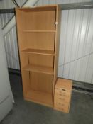 *Open Fronted Beech Bookcase and Matching Drawer Pedestal