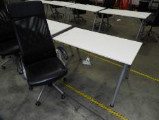 *Contemporary Style White Office Table with High Back Faux Leather Gas Lift Office Chair with Mesh B