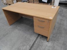 *Single Pedestal Desk in Light Oak Finish