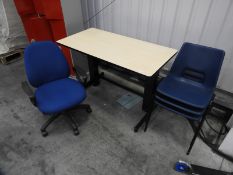 *Ergotron Height Adjustable Desk with Office Chair and Two Polypropylene Stacking Chairs