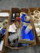 *Box Containing Assorted Tape Dispensers, Office Sundries etc