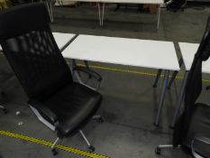 *Contemporary Style White Office Table with High Back Faux Leather Gas Lift Office Chair with Mesh B