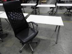 *Contemporary Style White Office Table with High Back Faux Leather Gas Lift Office Chair with Mesh B