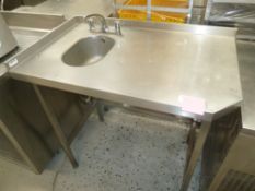 * St Steel single wash basin, good condition. (960H x 1055W x 655D)