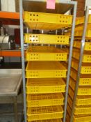 * St Steel single bakery shelving complete with trays (1800H x 520W x 770D) includes 15 bakery