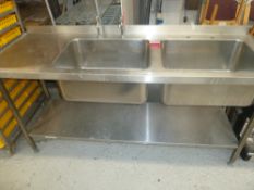 * St Steel double wash basin, storage shelf underneath. (1000H x 2000W x 700D)