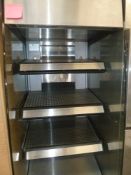 * Fri-jado heated grab and go display, shelves, all in good condition. (1920H x 640W x 960D)