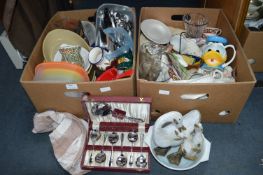 Two Boxes Kitchenware, Dishes, Glassware, etc.