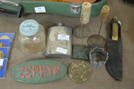 Collectibles Including Zephyr Metal Plaque, Knives