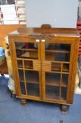 1930's Oak Deco Style China Cabinet