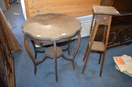 Pie Crust Occasional Table and Oak Plant Stand