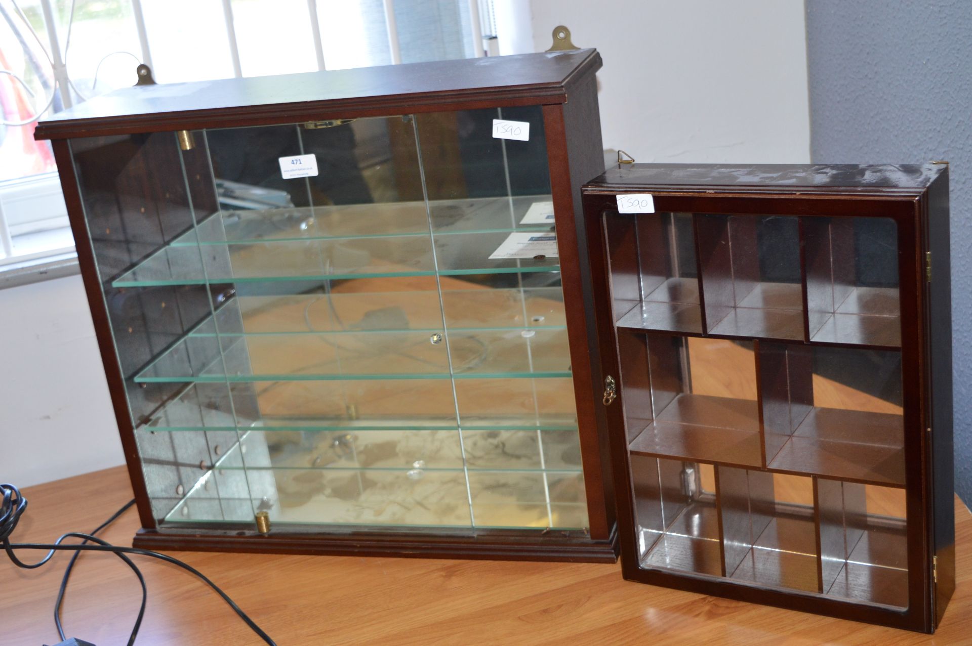 Two Collectors Cabinets with Mirrored Backs and Gl