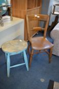 Victorian Elm Chair and a Stool