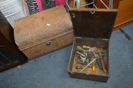 Metal Trunk and Wooden Toolbox plus Contents