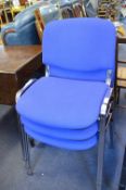 Chrome Framed Blue Upholstered Office Chairs