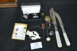 Collectible Items Including Fruit Knives, Cufflink