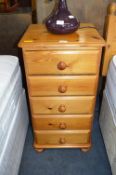 Five Drawer Pine Bedside Cabinet