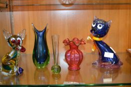 Murano Glass Cats, Vases, etc.