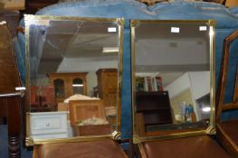 Pair of Brass Framed Deco Style Wall Mirrors